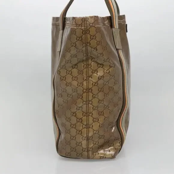 GUCCI GG Crystal Sherry Line Tote Bag Coated Canvas Brown - Picture 4 of 16